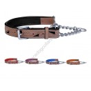 Ace Handcrafted ~ Adjustable PADDED Half check Genuine Leather Dog Collar 5 Color Lining (Black, Red, Purple, Royal Blue, Tan)